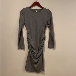 Navy blue long sleeved midi dress